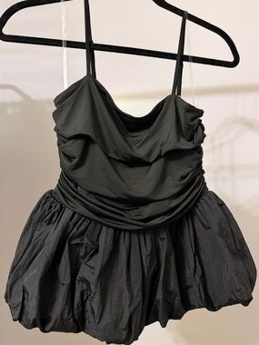 Black Draped Cowl Neck Spaghetti Strap Top